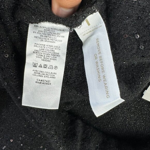 NWT Loft black sequin embroidered pull on knit midi skirt size S - Picture 10 of 10